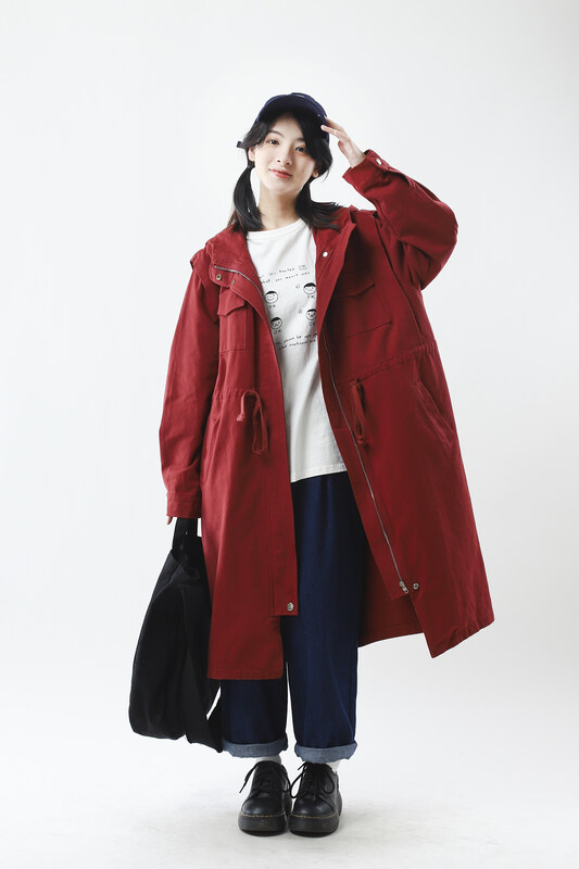 [Original Sansu clothing product] Simple big hair loose version hooded windbreaker 33225