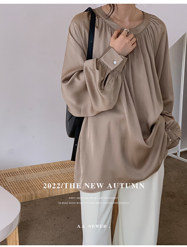 [THE MIND] Round neck fashion all-match slimming shirt 61172