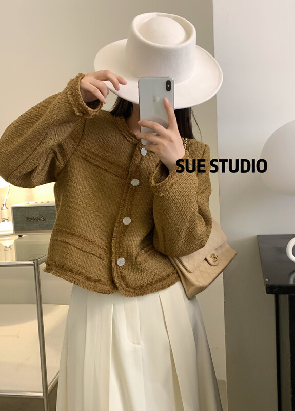 Autumn is new! [SUE STUDIO] Retro raw edge small fragrance short coat 98066# ZJY