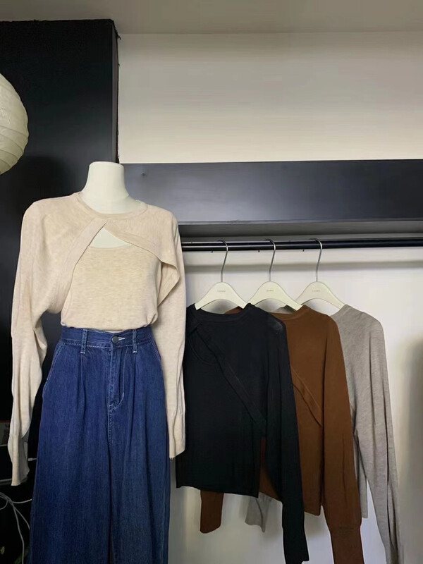 【LOVELY/SHMILY】Temperament hollow out careful machine two-piece knitted top knitted sweater M0768