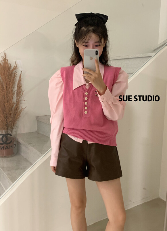 New in autumn! [SUE STUDIO] Korean version of the simple and versatile vest (without brooch) A8953# ZJY