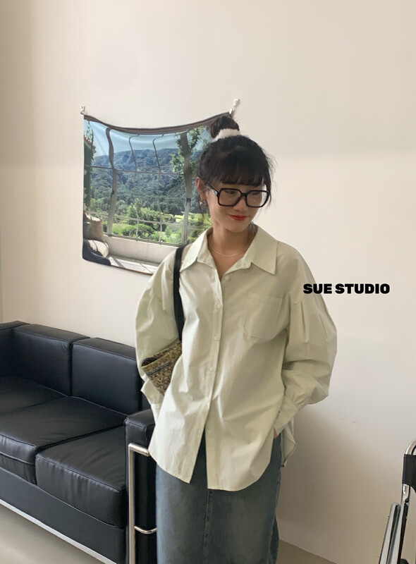 New in early autumn! [SUE STUDIO] Simple solid color versatile shirt 99903# ZJY