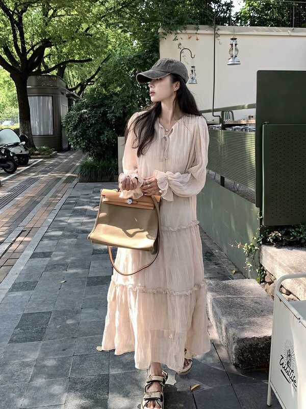 Autumn is new! [JH] Solid color texture fungus edge loose dress (with belt) 43012# PCZ