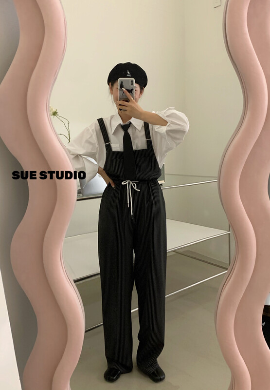 New in early autumn!【SUE STUDIO】Vertical Versatile Drawstring Bibs (Only Bibs) 99933# ZJY
