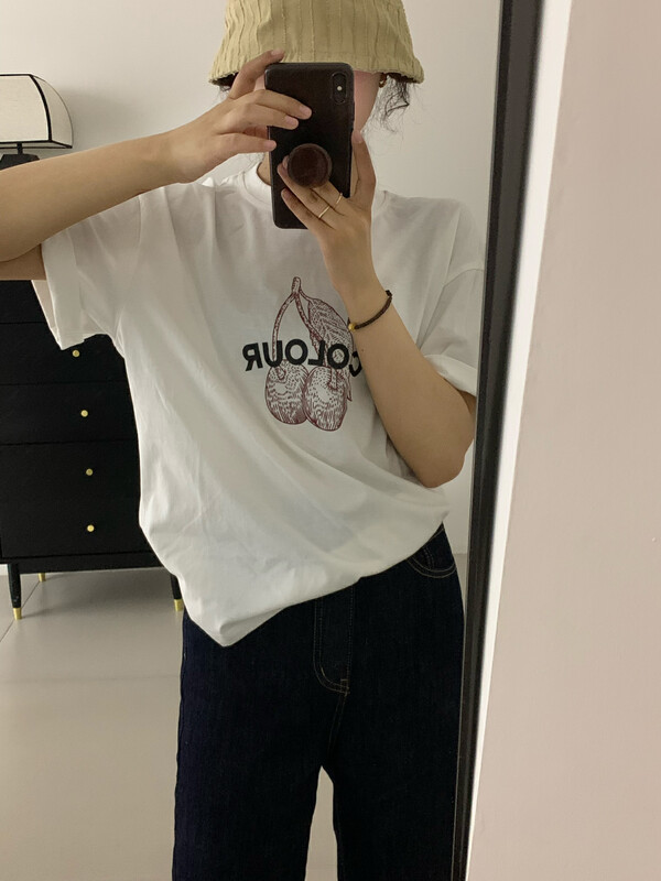【LOVELY/SHMILY】Casual Loose Versatile Cartoon Printed Short Sleeve T Short Sleeve T-Shirt Z1520# FHX