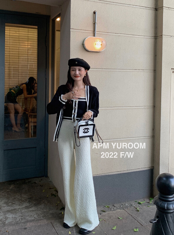 New in autumn!【APM YUROOM】High waist slim knitted wide leg casual pants 6065# LSL