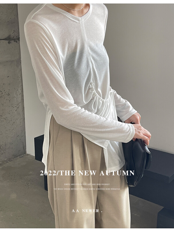 【THE MIND】Round Neck Designer Long Sleeve T-Shirt 61116