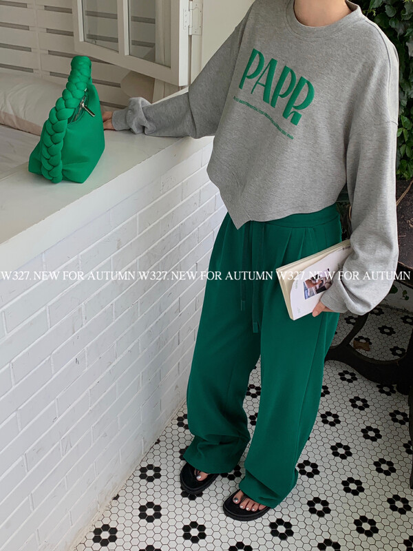 【W327.】Early autumn Korean style drawstring casual pants (back pocket car logo) 57035# CQW