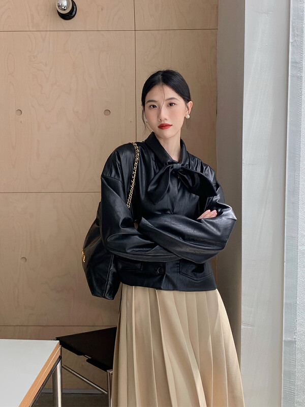 Autumn is new!【NEW OPEN】Korean version of the niche design of the chic short leather jacket GW80012# ZXX