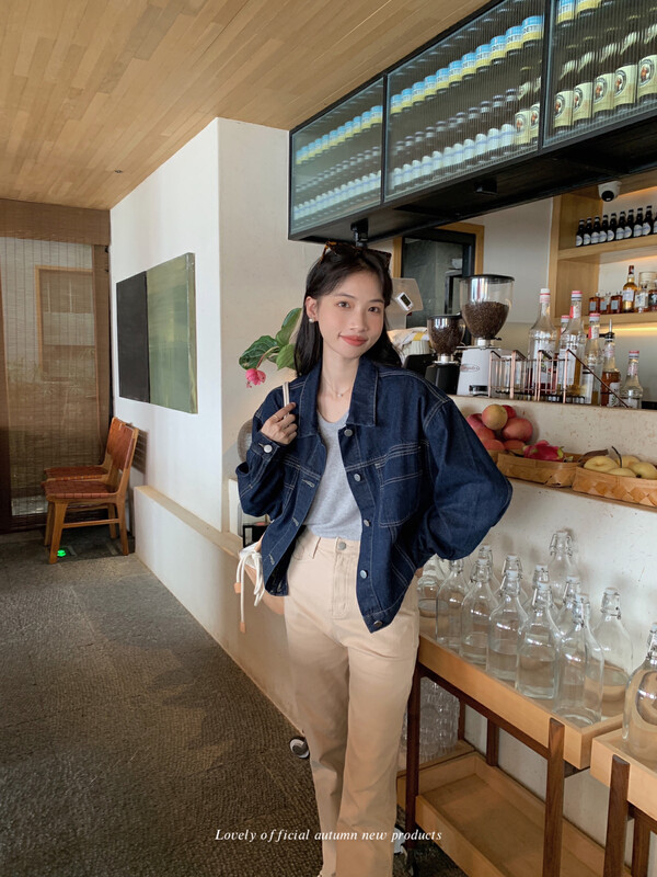 【LOVELY】Casual Korean style denim jacket denim jacket 2103-1