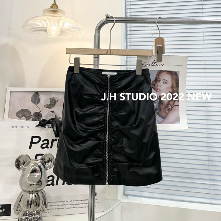 New in autumn! [JH] Fashionable high-waist washed leather skirt T143# PCZ