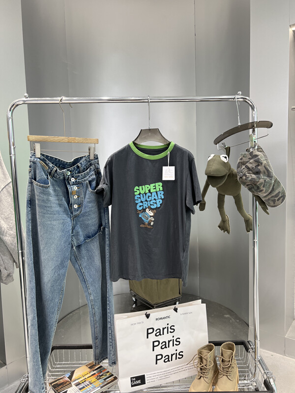 【BOBO1972 】Contrast color cartoon casual short-sleeved T-shirt (T-shirt only) AF224013