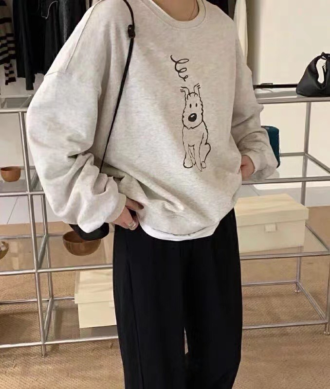 [LOVELY/SHMILY] Korean casual front and rear puppy dog ​​print sweater sweater Z1631