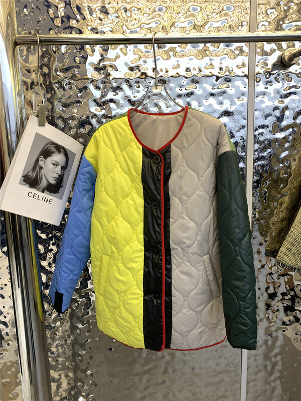 New in autumn! [Yayiro] round neck color-blocking design sense of warm cotton jacket 2899# GYJ