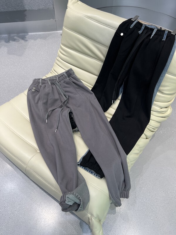 [BOBO1972] Denim stitching plus velvet casual pants jeans only sell pants 226136