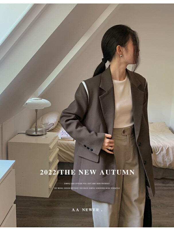 [THE MIND] Temperament suit collar and shoulder stitching color matching design suit 61092