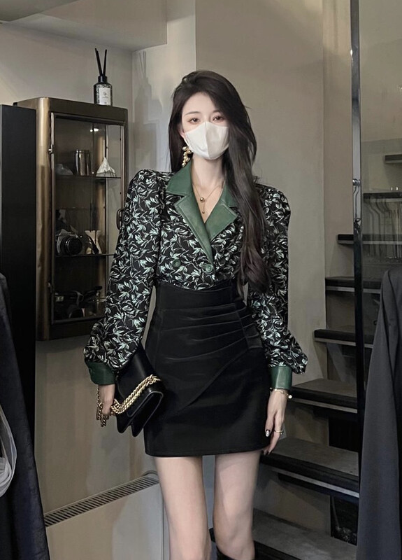 New in early autumn! [JH] Net red hit color top + slimming skirt suit 43031# PCZ