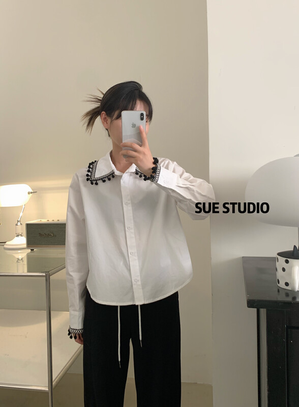 New in autumn! [SUE STUDIO] Simple Korean style fur ball shirt 98061# ZJY