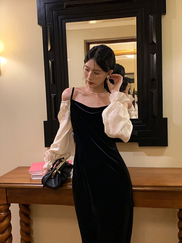 New in autumn!【NEW OPEN】French ladies lace stitching strapless dress FL80239# ZXX
