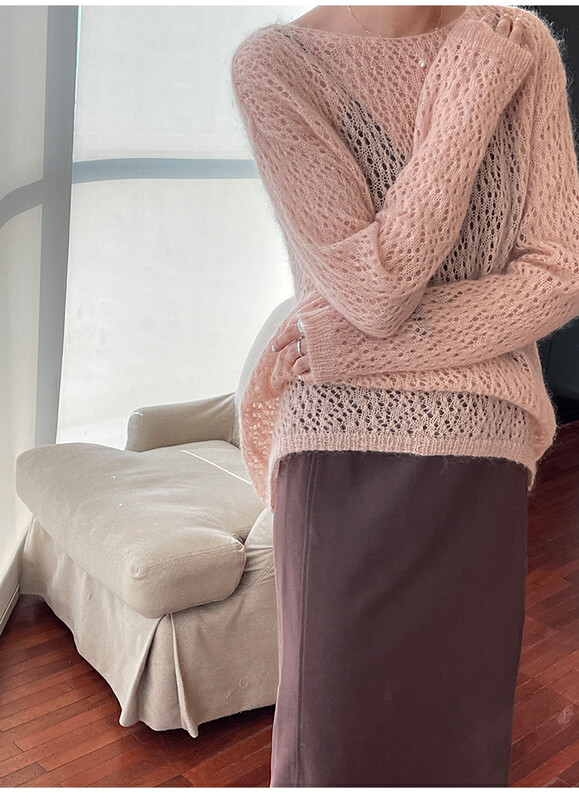 [THE MIND] Design hollow comfortable pullover sweater with wool 30%71331