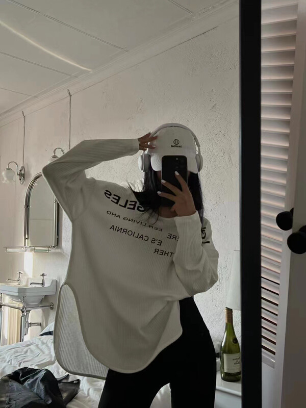 [RAINBOW] Simple letter bottoming long-sleeved T-shirt all-match artifact 08558