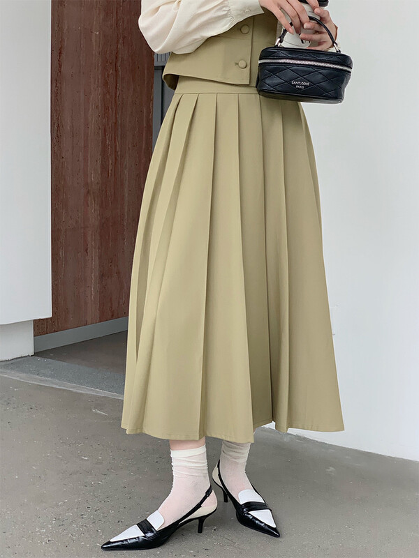 Autumn is new! [NEW OPEN] Korean version of the simple temperament high waist skirt FQ80281# ZXX
