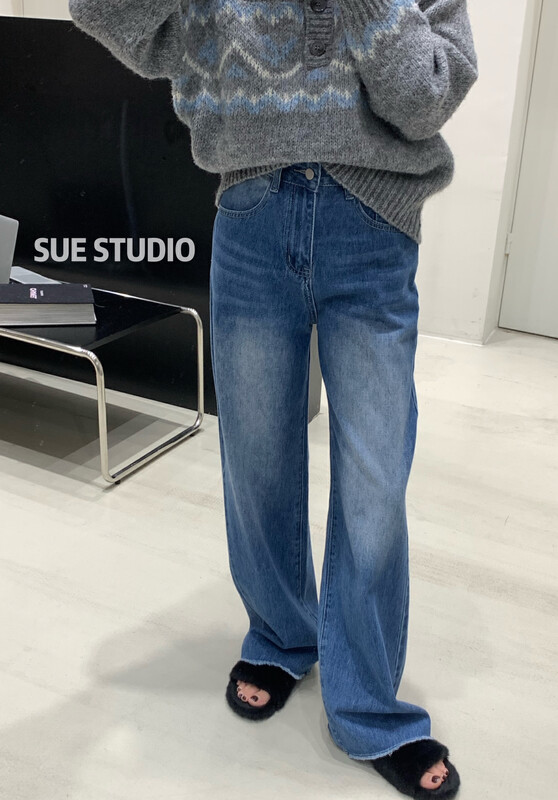 秋款上新!【SUE STUDIO】韓系質感寬鬆休閒牛仔褲  8331#  ZJY