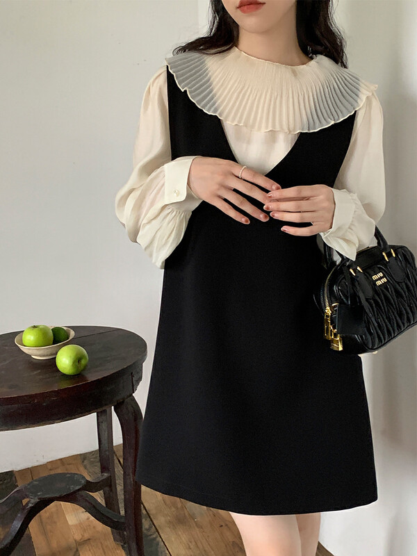 Autumn is new! [NEW OPEN] Korean version of the simple temperament sleeveless vest dress JB80361# ZXX