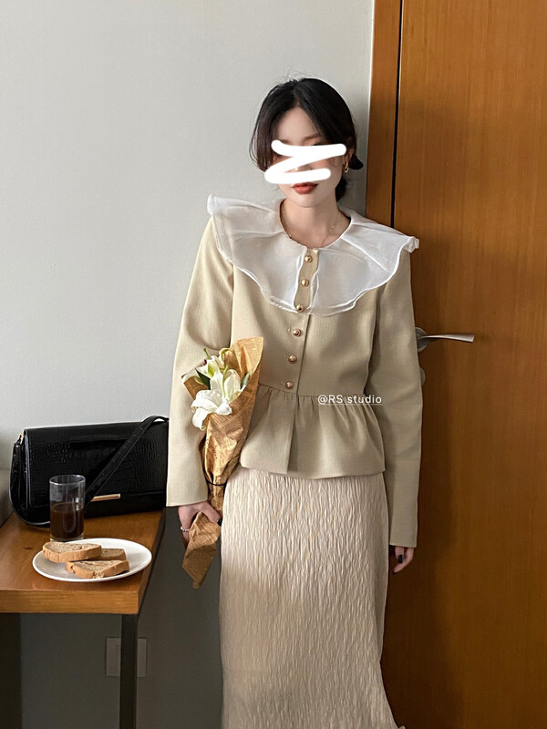 New in early autumn! [RS] Korean color matching doll collar breasted short coat RS2803# FHX