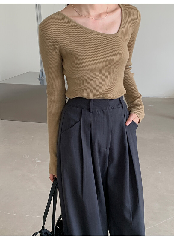 [THE MIND] Irregular v-neck designer sweater wool 71333