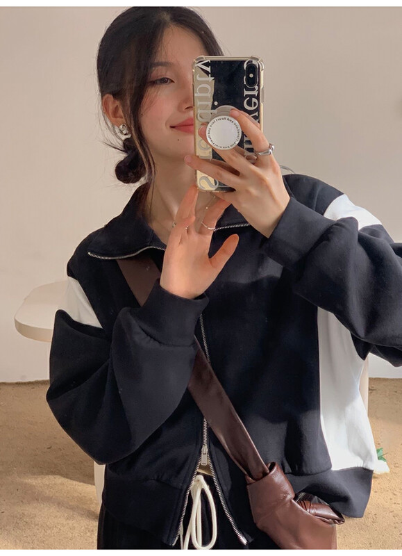 【THE MIND】Korean style lapel color matching fashion all-match sweater 61179# JHY