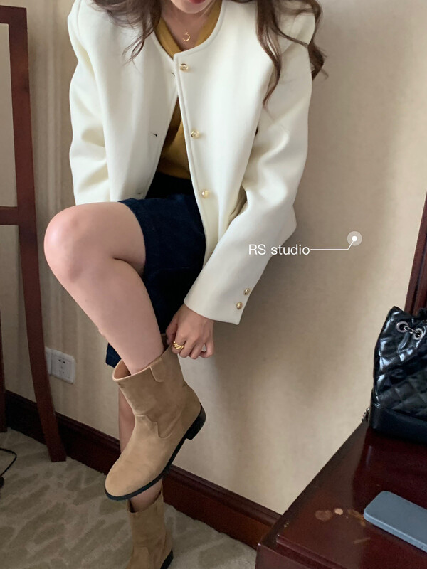 Autumn is new!【RS】Simple single-breasted woolen short coat KL0059# FHX
