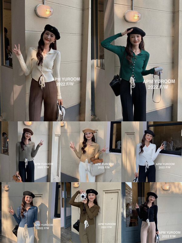 New in autumn!【APM YUROOM】Korean version all-match lapel sweater 6089# LSL