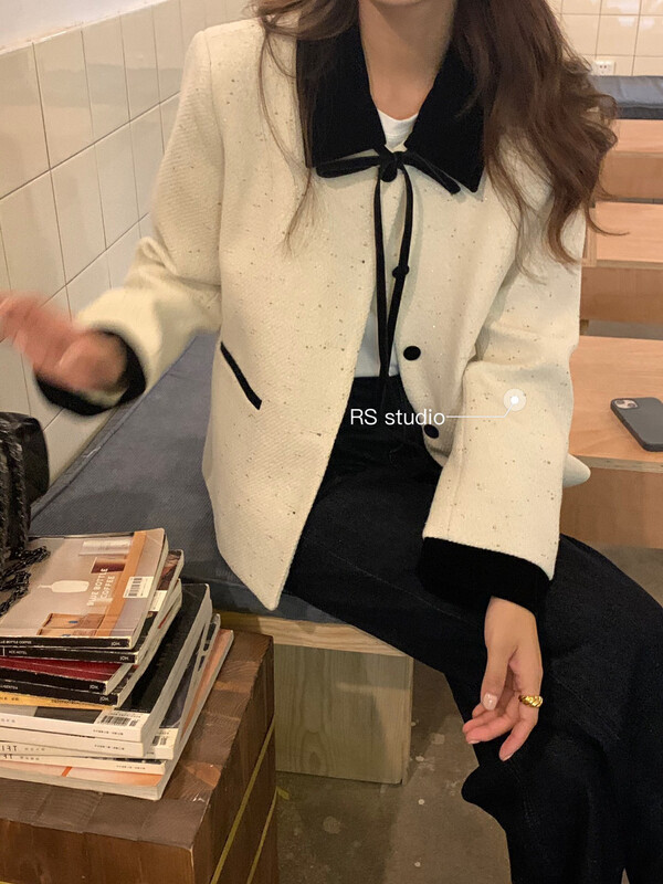 New in autumn! [RS] lapel straps bag buckle short coat LL1033# FHX