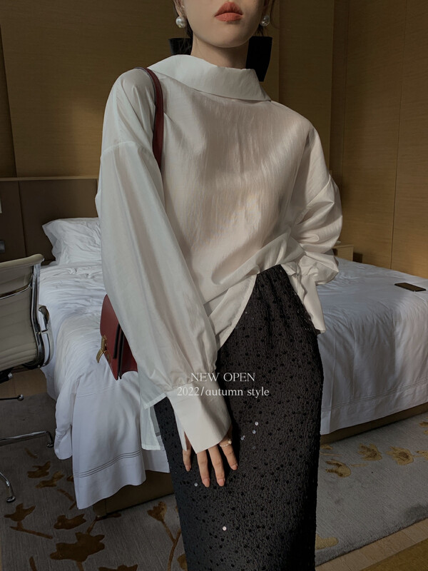 New in autumn! [NEW OPEN] Loose Korean version solid color long-sleeved shirt CY80170# ZXX