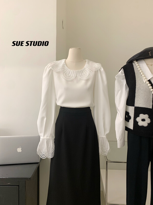 New in autumn! [SUE STUDIO] Petal Collar T-Shirt 22333# ZJY