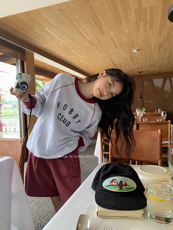 Original price 66.55! 【LOVELY/SHMILY】Korean casual all-match stitching contrast letter sweater sweater Z1291# FHX