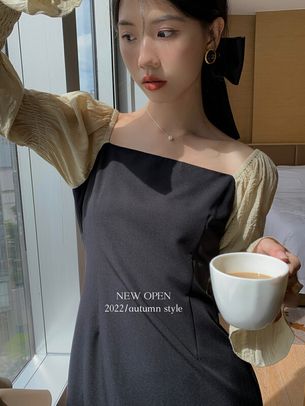 New in early autumn!【NEW OPEN】Micro-trumpet contrast color fashion dress CL80067# ZXX