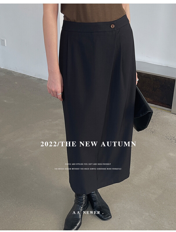 【THE MIND】High waist retro lady one-button skirt 61085-1# JHY