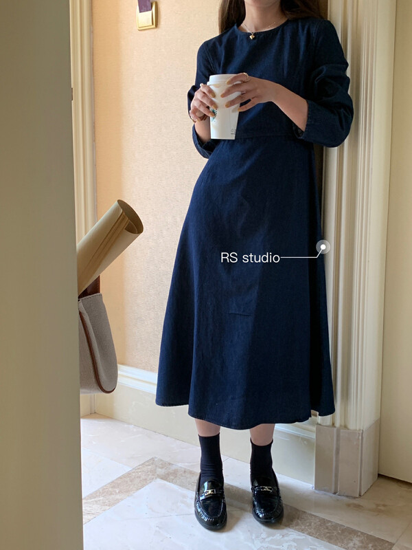New in autumn!【RS】Korean casual loose denim dress LL0069# FHX