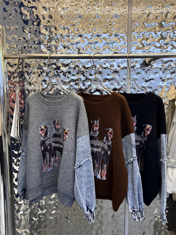 New in autumn! [Yayiro] stitching loose design warm sweater 2900# GYJ