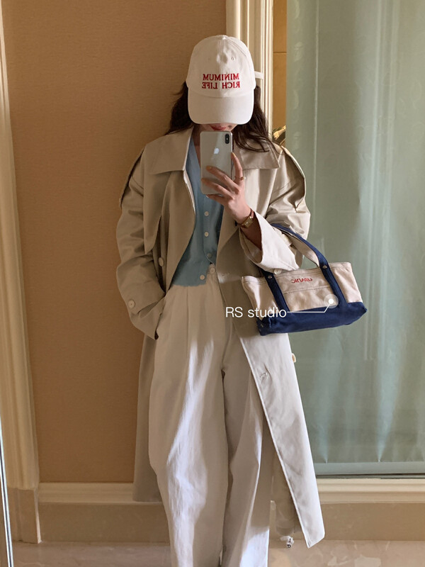 New in autumn! [RS] Korean fashion loose double-breasted trench coat (with belt) RS2932# FHX