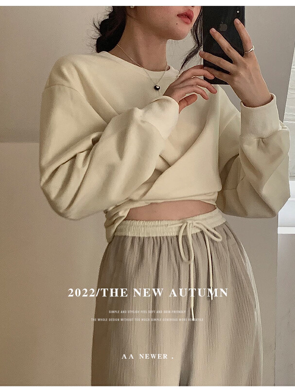 [THE MIND] Ins Korean style round neck back strap design fashionable all-match sweater 61181