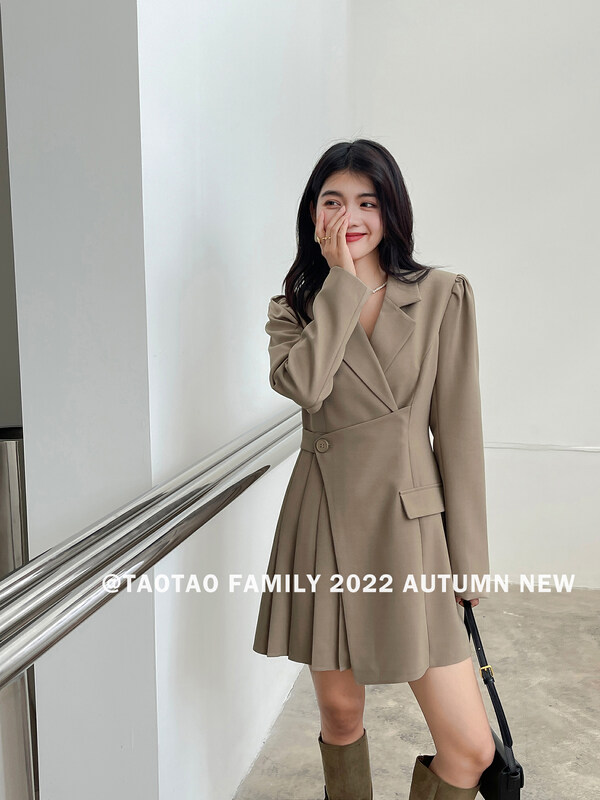 New in early autumn!【TAOTAO FAMILY】Temperament pleated suit dress 3727# LSL