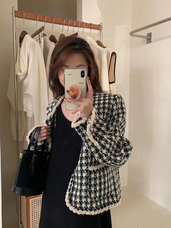 Autumn is new! [RS] Xiaoxiangfeng houndstooth woven short jacket (including 75% wool) KL0083# FHX