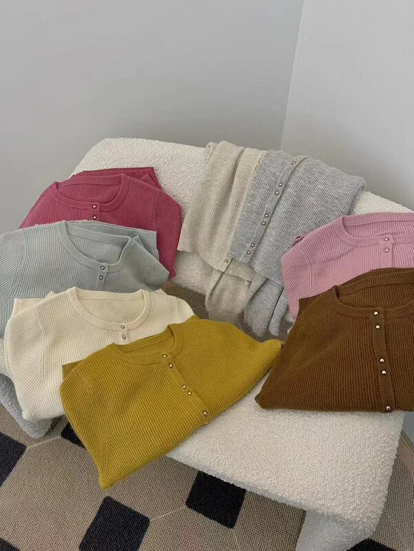 【LOVELY/SHMILY】Custom Solid Button Raccoon Sweater Cardigan Warm Sweater M0795# FHX