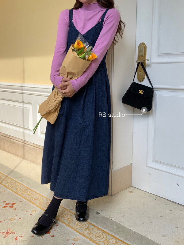 Autumn is new! [RS] Simple denim vest dress (without inner wear) LL0082# FHX