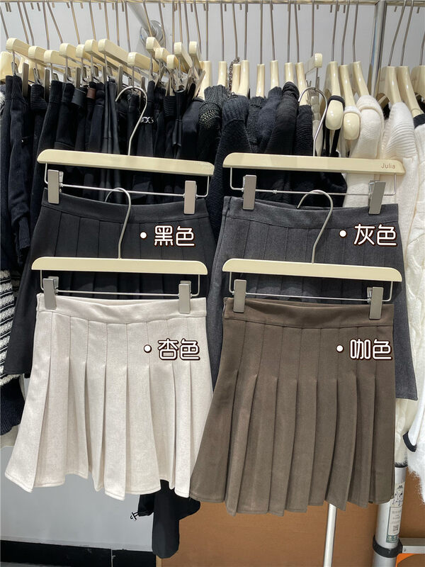New in autumn!【JULIA】High waist solid color pleated skirt 838# PCZ