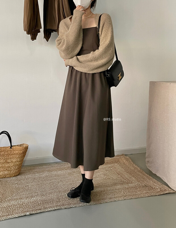 New in early autumn! [RS] Korean sling elastic design dress YY0011# FHX