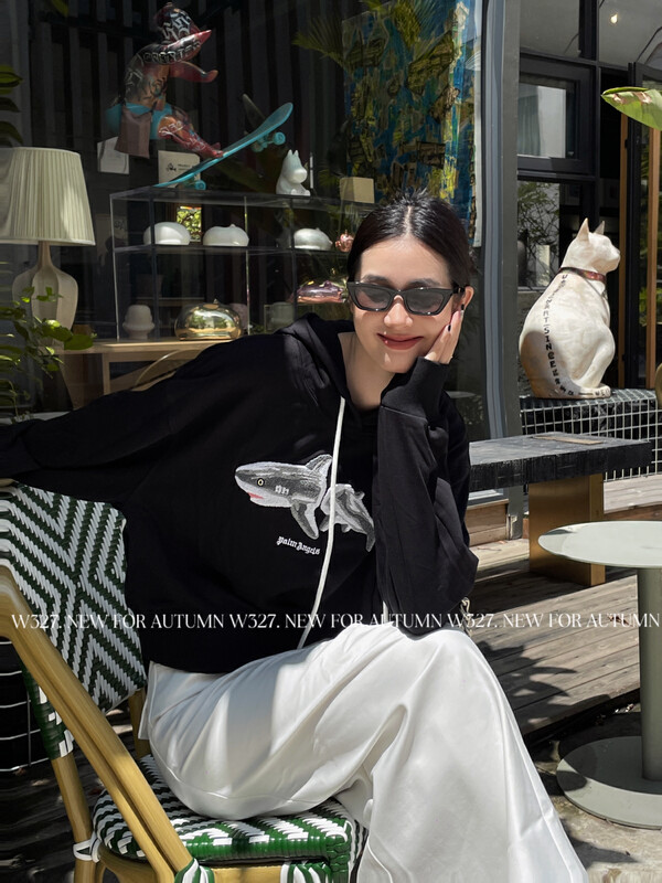 【W327.】Customized terry fleece embroidered shark hoodie 57136# CQW